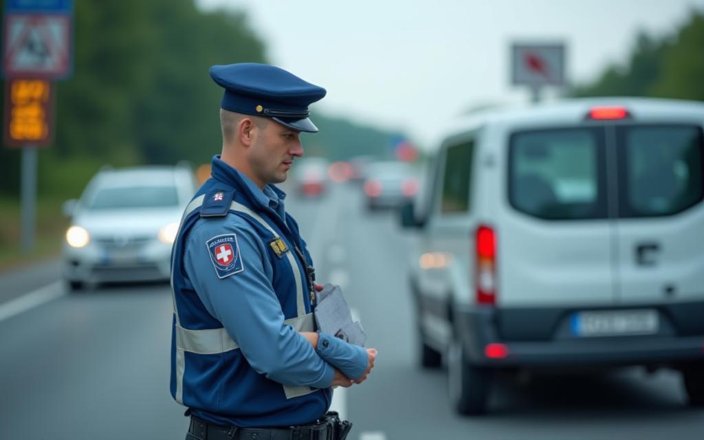 Polizia stradale svizzera che controlla vignetta